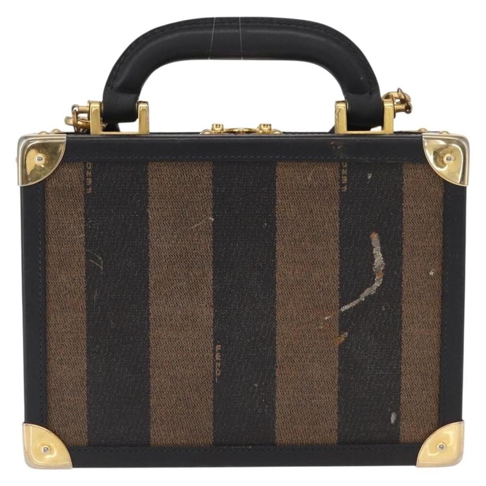 Fendi Pequin Canvas Mini Trunk Handbag Black